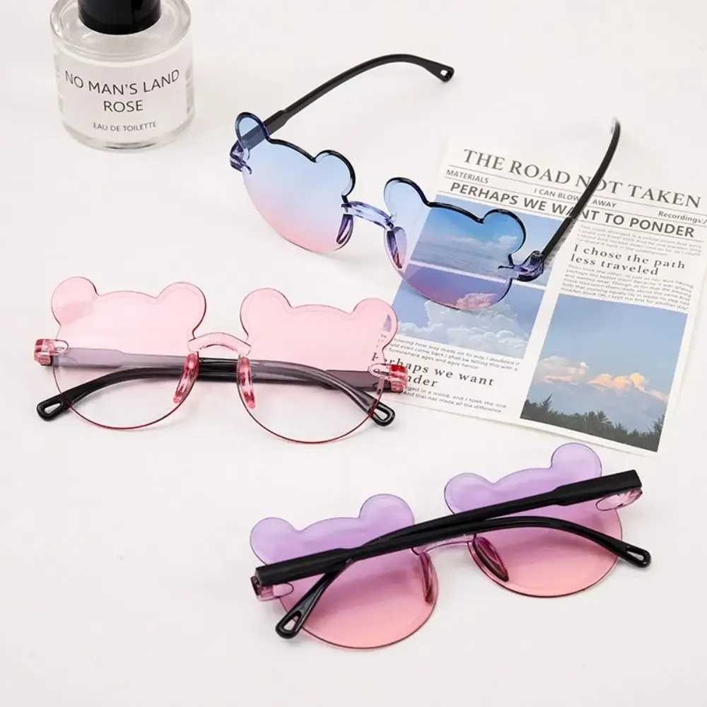 1 piece of childrens sunglasses bear shaped childrens glasses frameless UV375 childrens glasses anti glare for girls and boys sunglasses W250109