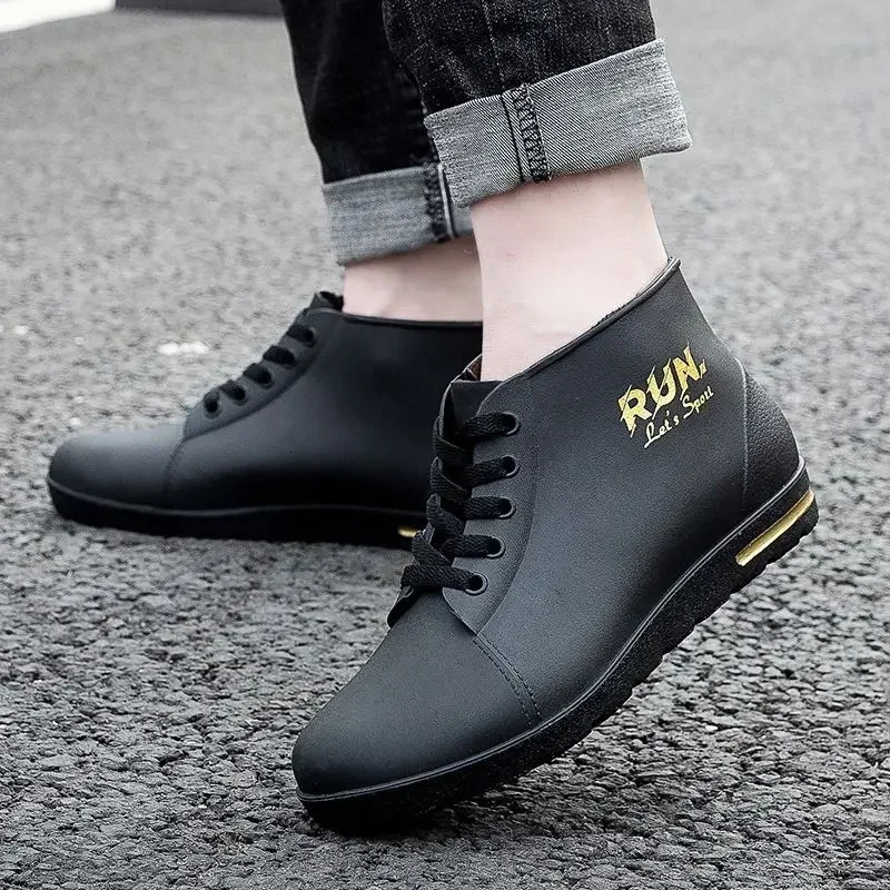 Cooking Fashion Rain Boots for Men Ankle Man Shoes Chef Kitchen Low Short Plastic Galoshes City Garden Wellies Work 250106