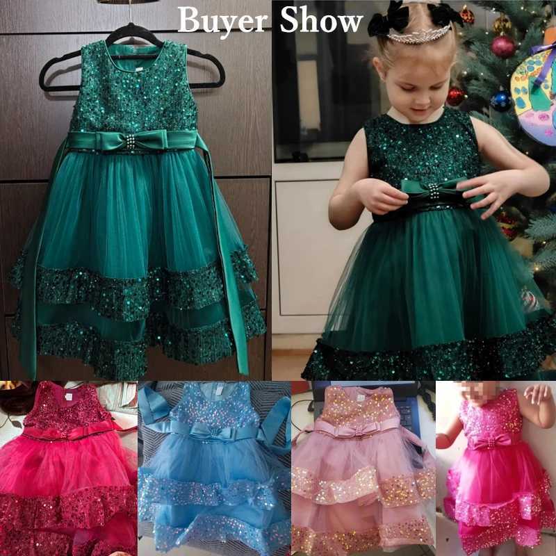 Baby Girls Par Dress Sequins Sleeveless 1st Birthday Baptism Toddler Dress Wedding Princess Dresses for Kids Girls Luxury CownXJ250108