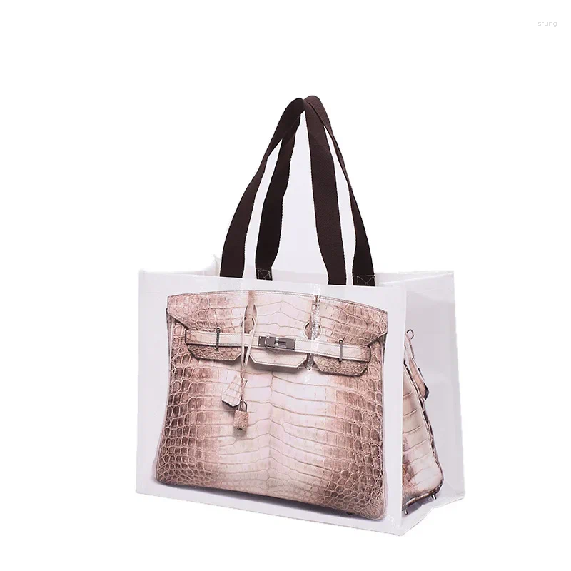 Shopping Bags Laminated Portable Woven Bag PP Plastic Waterproof Snakeskin Lage Packaging Storage