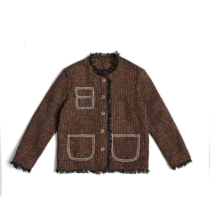 Tweed Woven Suit Jacket Trendy Men's Damaged Rough Edges Burrs Original Design Korean Elegant Stylish Blazer Coat Lz1730