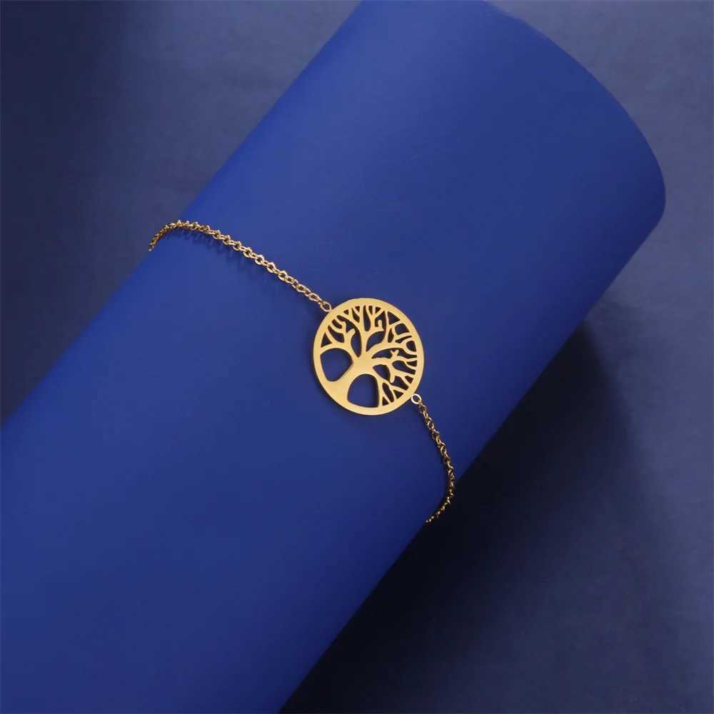 Tree of Life Bracelet for Women Charm Gold Plated Stainl Steel Bracelets 2023 Luxury Woman Jewelry pulseras para parejasXJ250109