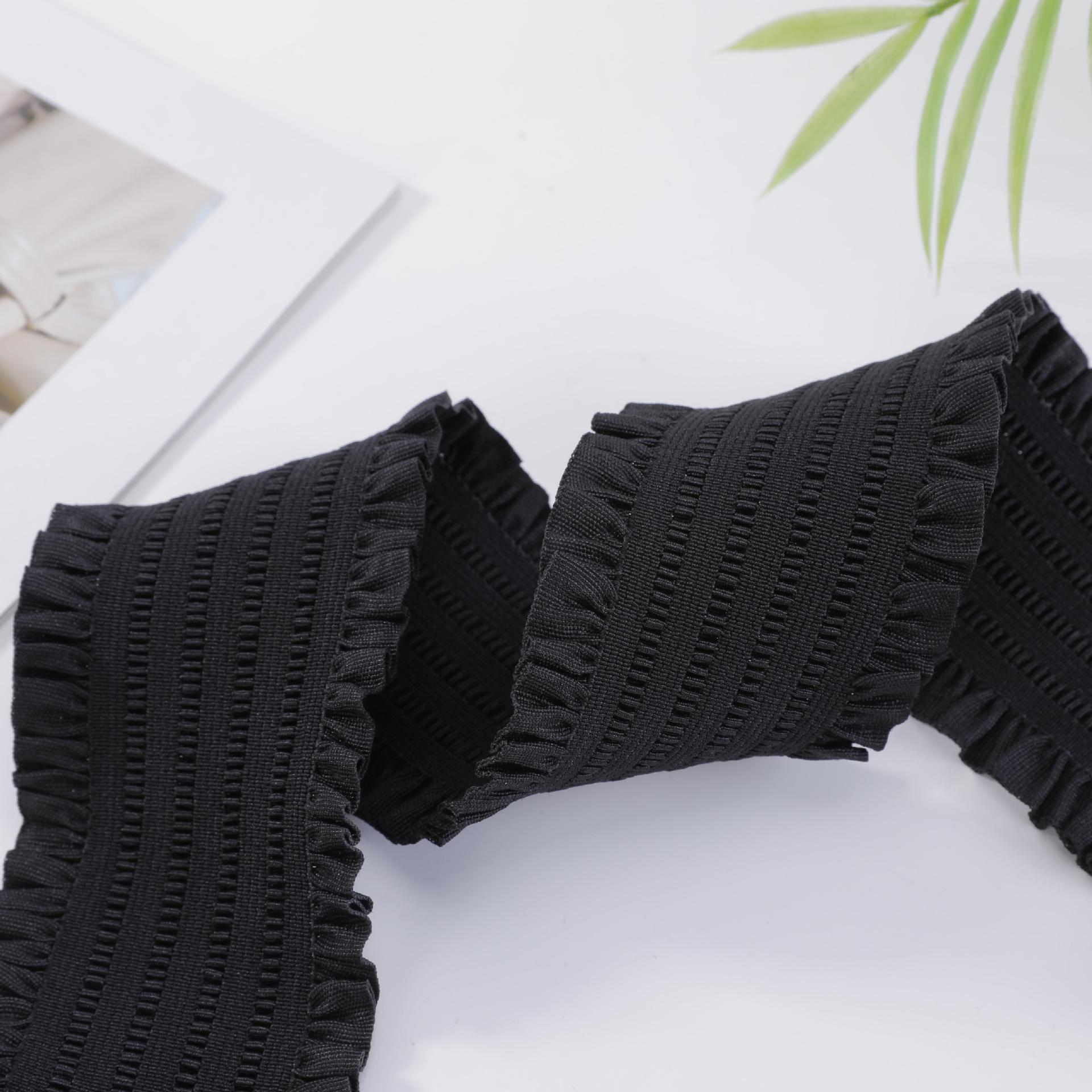 Black lace with elastic band width black fungus edge high elasticity skirt waistband elastic band thickened flat rubber band accessory