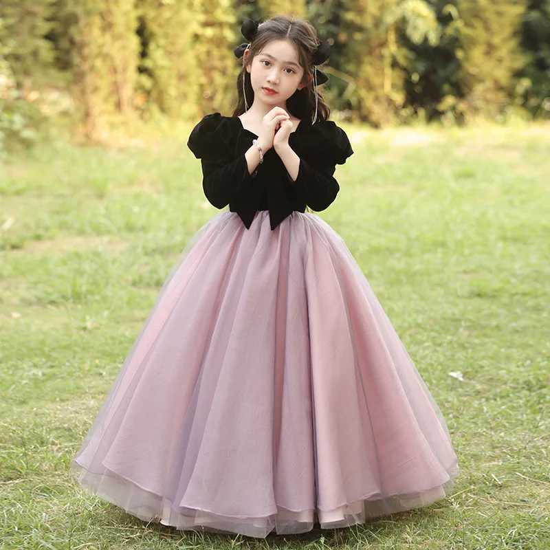 Kids Satin Gowns Dresses Clothing Elegant Formal Ball Gown For Girls Cute Puffy Skirt Spanish Sle Dress for 3-5-7-9-12-13YXJ250108