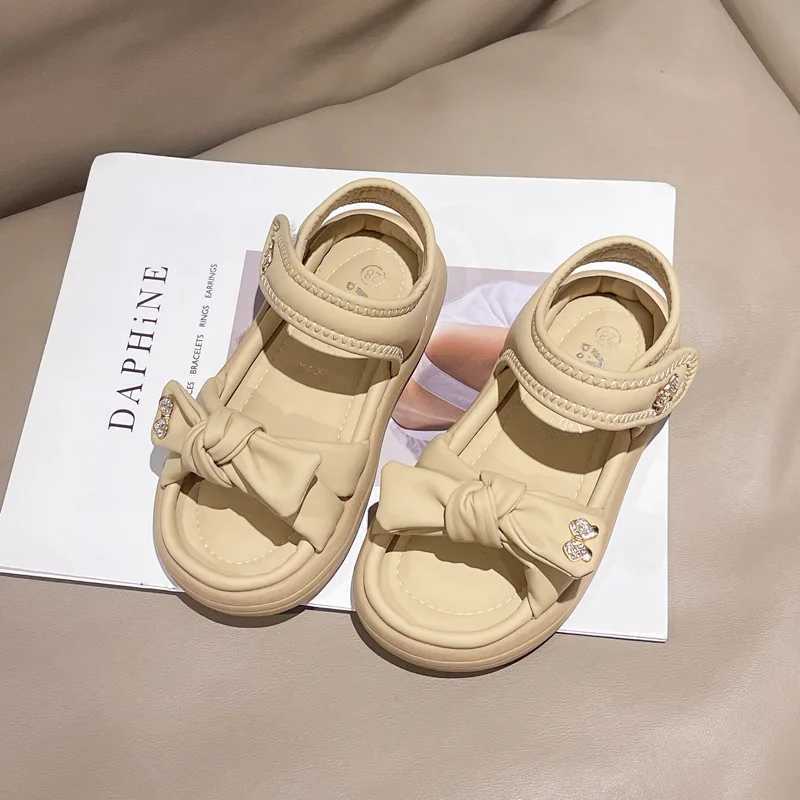 Sweet Girl Princess Dress Sandals Summer New Kids Solid Color Sandals Open toe Fashion Childrens Hospital School Bowtie Sandals W250108