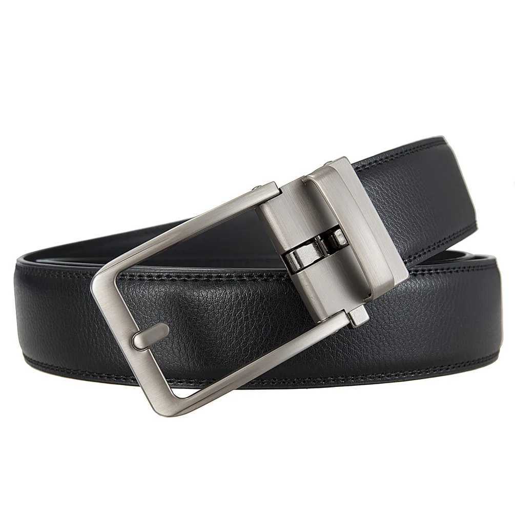3.5cm wide click strap mens brand designer automatic buckle leather mens jeans high-quality waist strap 90-130cm W250326
