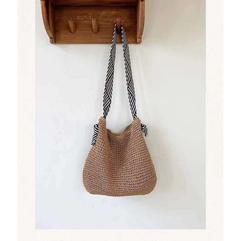 Korean Ins Navy Style Grass New Handmade Single Shoulder Woven Women's Versatile Vacation Beach Bag