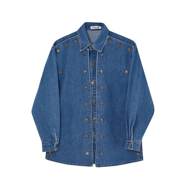 Fake Two Piece Trendy Denim Jacket Men Korean Street Handsome Casual Outerwear Spliced Original Designer Clothes