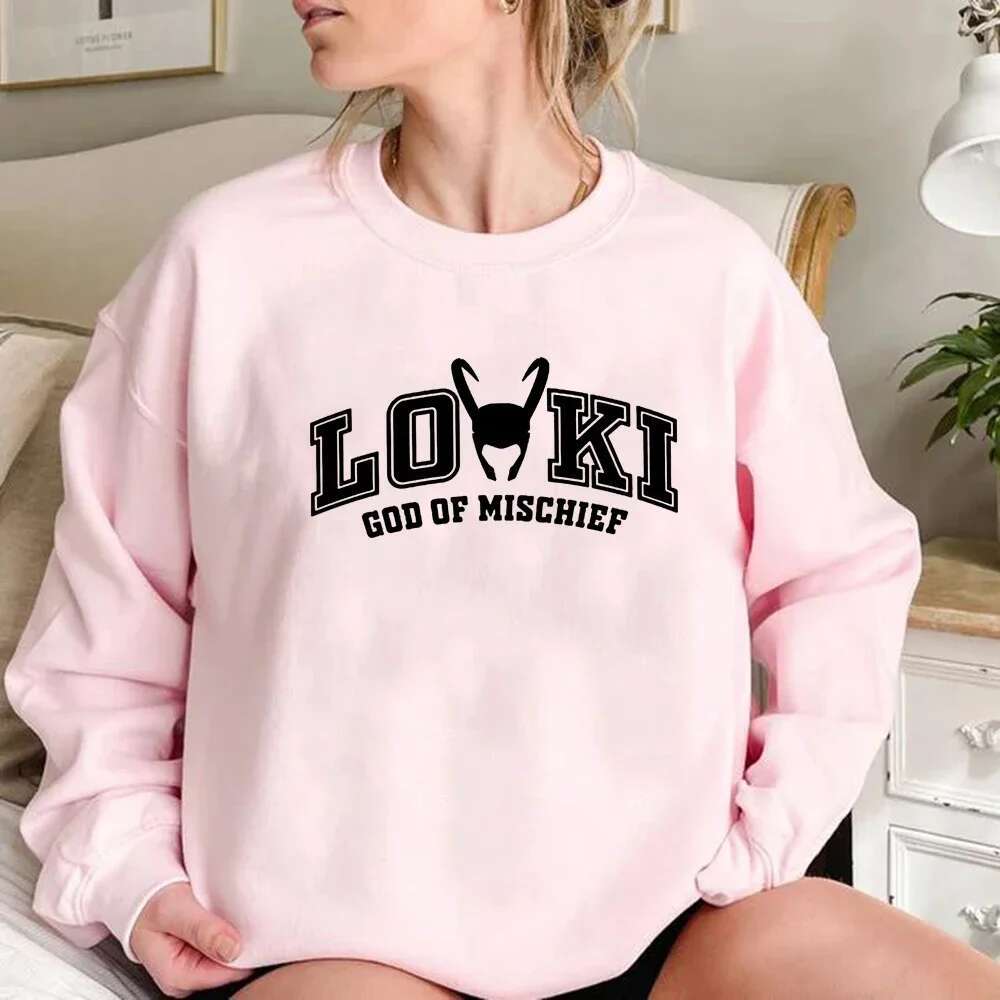God Of Mischief Sweatshirt Loki Inspired Sweater Unisex Long Sleeve Crewneck Sweatshirts Graphic Hoodies Superhero Pullover