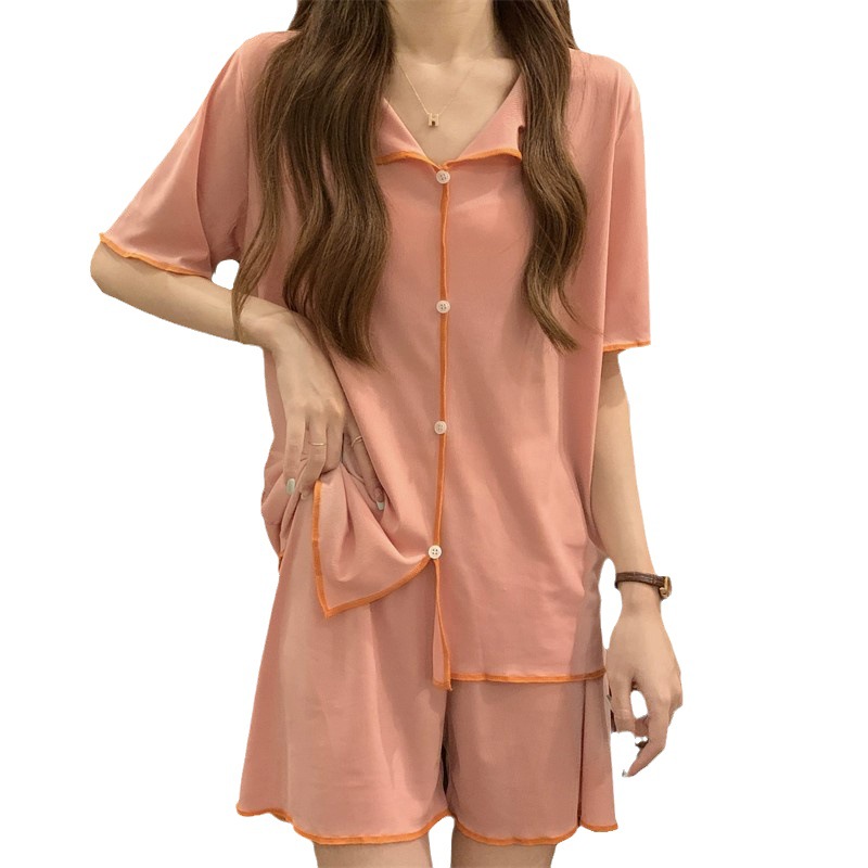 B131-New sexy pajamas women's summer ice silk nightdress suspenders shorts home clothes two-piece suit thin style