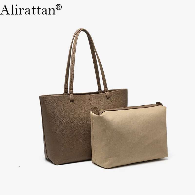Alirattan New Trend Genuine Leather Bags For Women 2025 Designer Fashion Lady Cowhide Shoulder Casual Shopping Tote Bag