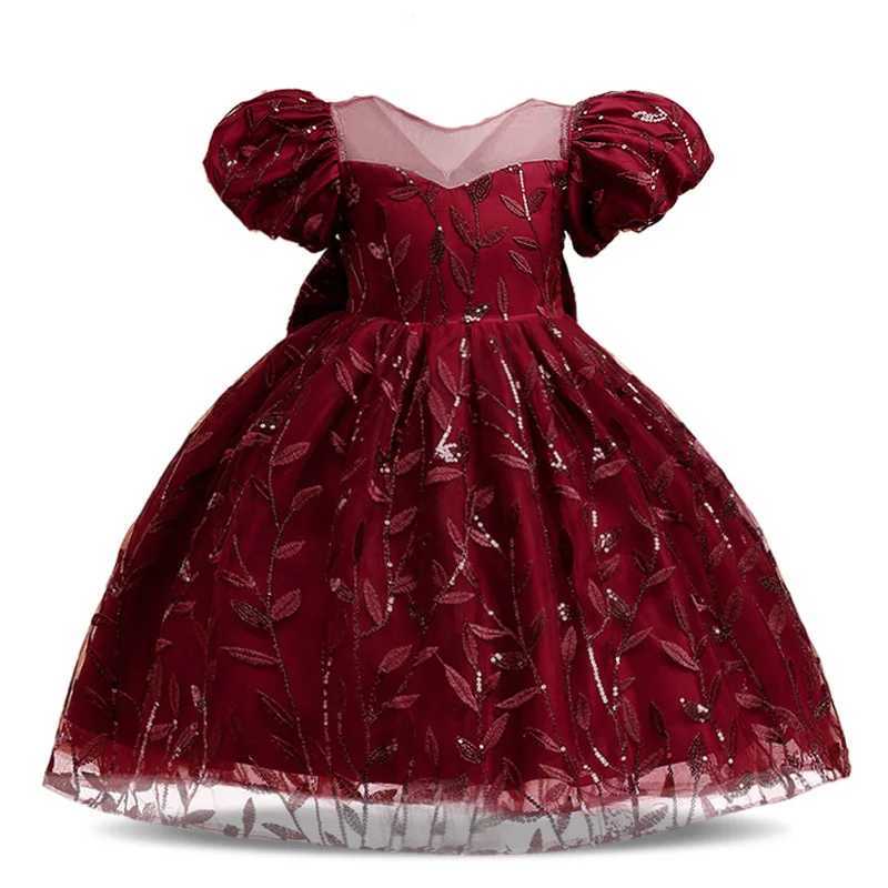 Princess Par Summer Dress For Girls Puff Sleeve Back Bow Tutu Birthday Wedding Bridesmaid Gown Flower Children Clothing PromXJ250108
