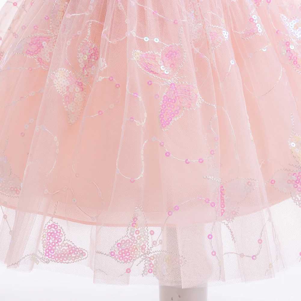 Toddler Girl Sequin Princess Dress with Hairband Elegant Butterfly Gowns Babys Clothes Flower Girl Wedding First CommuionXJ250108