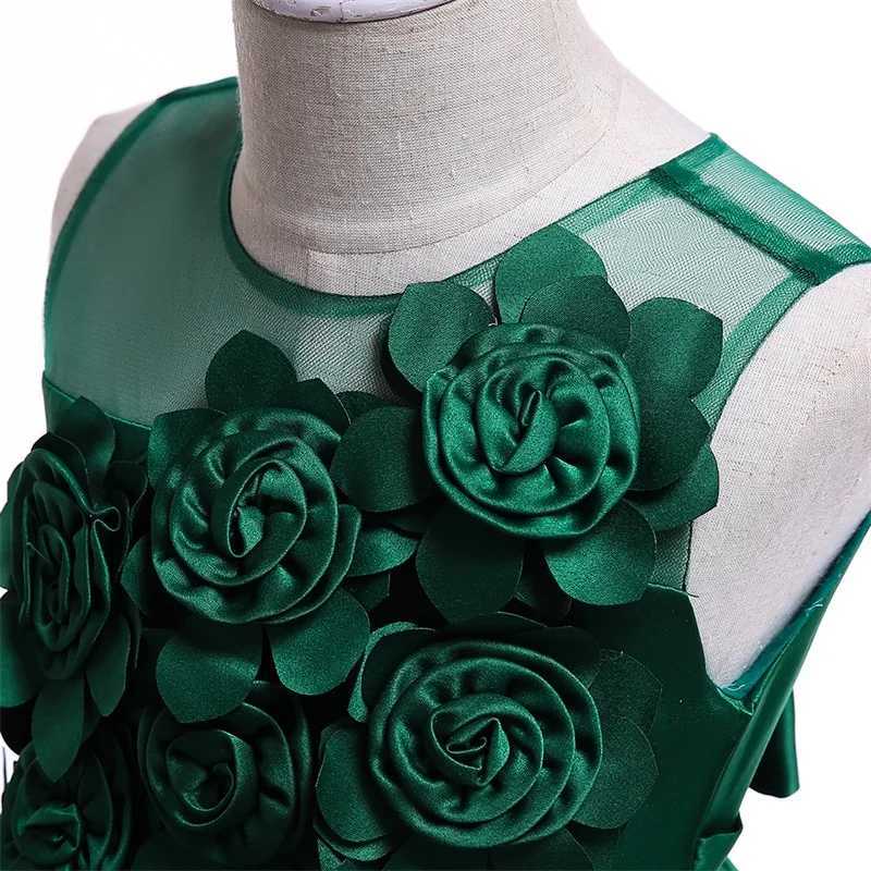 Elegant Flower Girl Par Dress Christmas Costume Bow Wedding Kids Dresses For Girl Evening Briidemaid Prom Gown Vestido 8 10YrsXJ250108