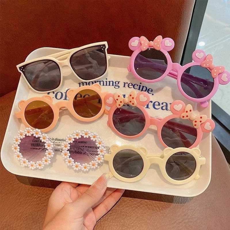 Cute Childrens Sunglasses Bear Frame Girl Childrens Sunglasses Round Street Shot Baby Boy Glasses Cute Shadows W250109