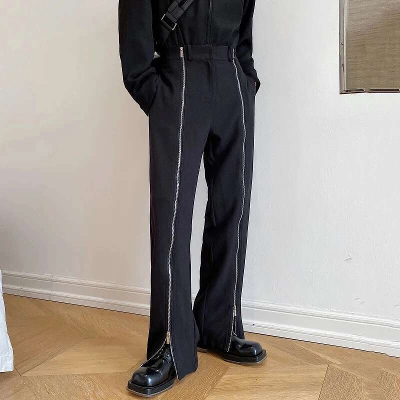 Autumn Fashion Elegant Zipper Splicing Design Casual Pants Men's High Quality Trendy Original Male Trousers