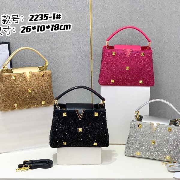 Handbag new style New Women's Rivet Hot Diamond Chain Bag Single Shoulder Crossbody Bright Color Versatile