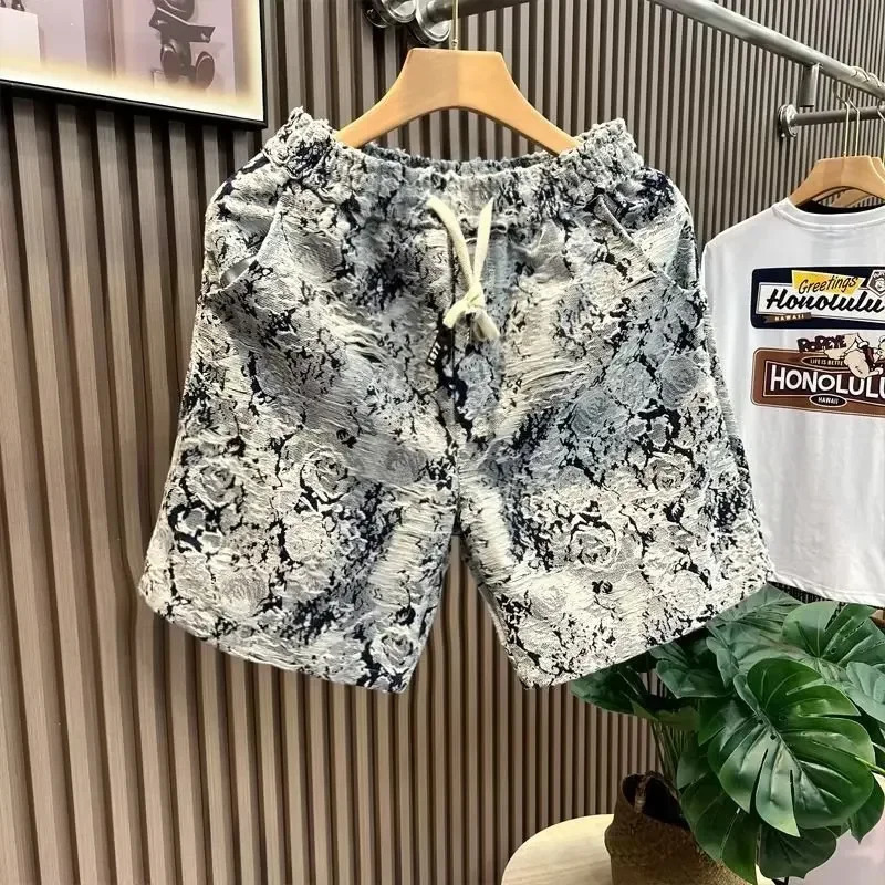 2023 Mens Denim Shorts Loose Fit Fashionable Casual Trendy American Style Fivepiece Pants Summer Season Other Pattern 250107