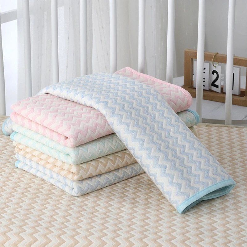 4Layer Waterproof Baby Diapering Changing Pad 70*50cm Ripple Pattern Crib Urine Mats Reusable Infant Toddler Bedding Accessories 250109