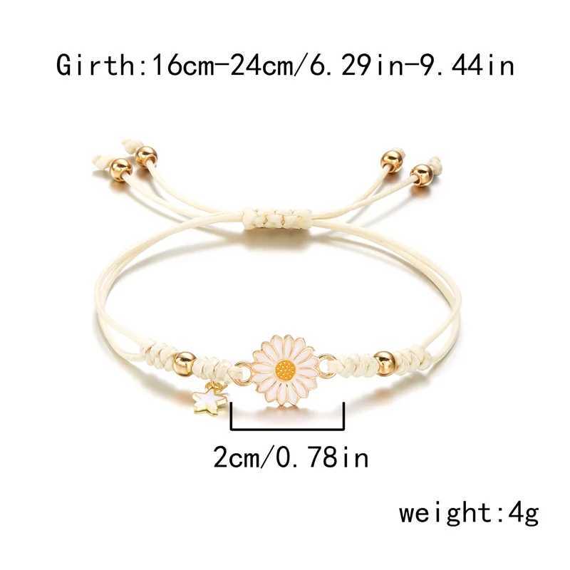 Korean Cute Sunflower Bracelets For Women Girls Daisy Flower Charm Woven Rope Lucky Bracelet Friendship DIY Jewelry Gifts TrenXJ250109