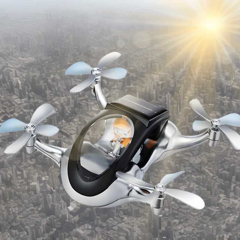 Car Air Freshener Car Aromatherapy Decoration Pilot Air perfume Solar UAV Creative Center Console Decoration with Rotating Propeller H250108