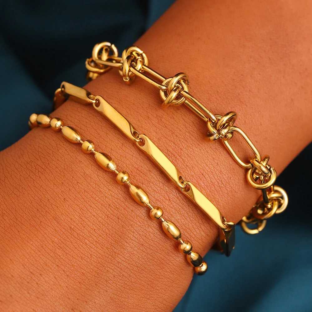 Stainl Steel Bracelet 3 Pieces Popular Creative Knotted Rhombic Chain Fine Bracelet For Women Jewelry Unusual Gift New SeniorXJ250109