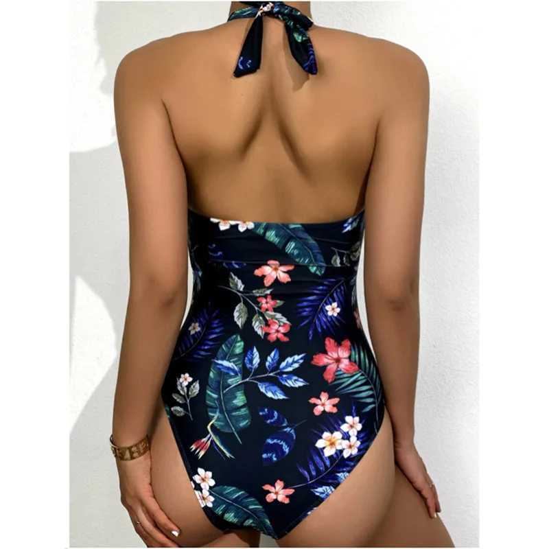 Sexy Floral One Piece Large Swimsuits Closed Plus Size Swimwear Fa Body Bathing Suit For Pool Beach Womens Swimming SuitXJ240108