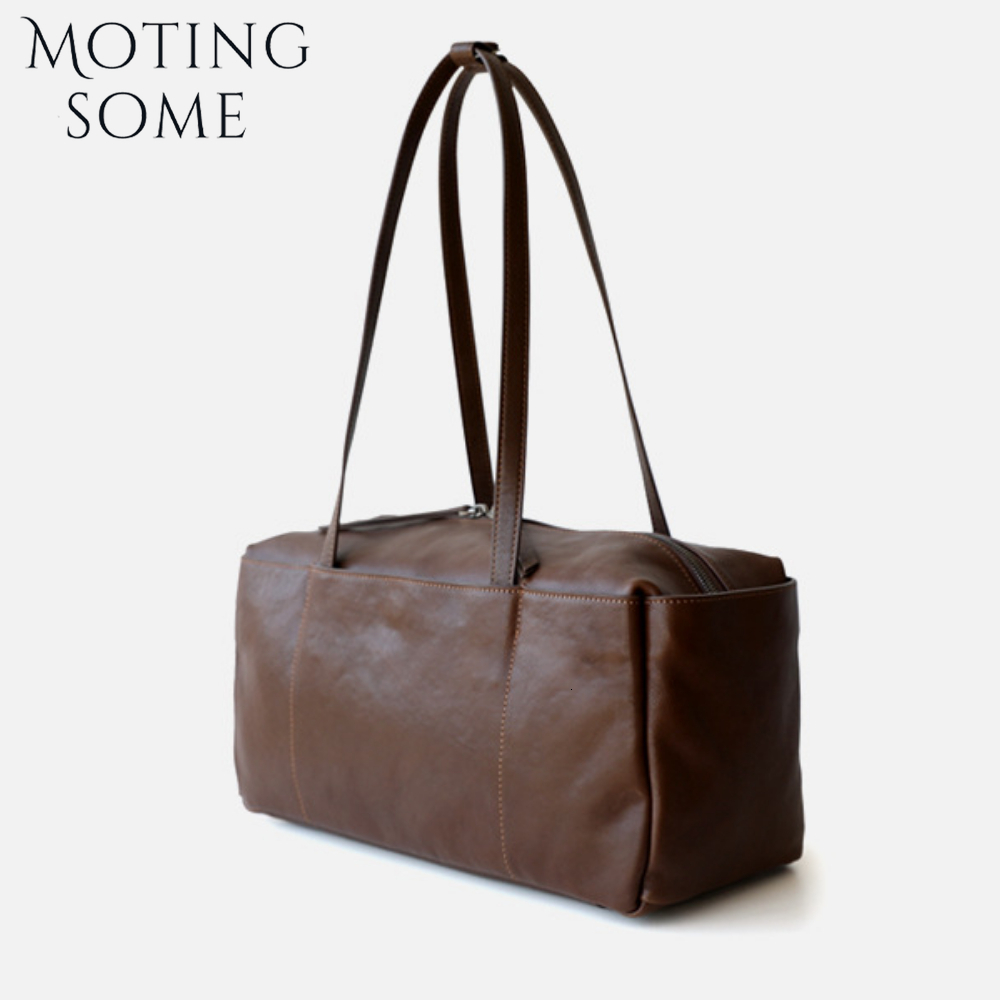 Motingsome Square Bags For Women Shoulder Underarm Bag Retro Saddle Handbag 100% Natural Leather Tote Lady Pouch 2025 New