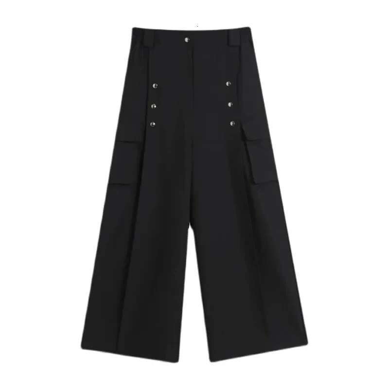Stylish Original Baggy Straight Trousers Men's Elegant Splicing Design Solid Color Multi Pockets Trendy Pants