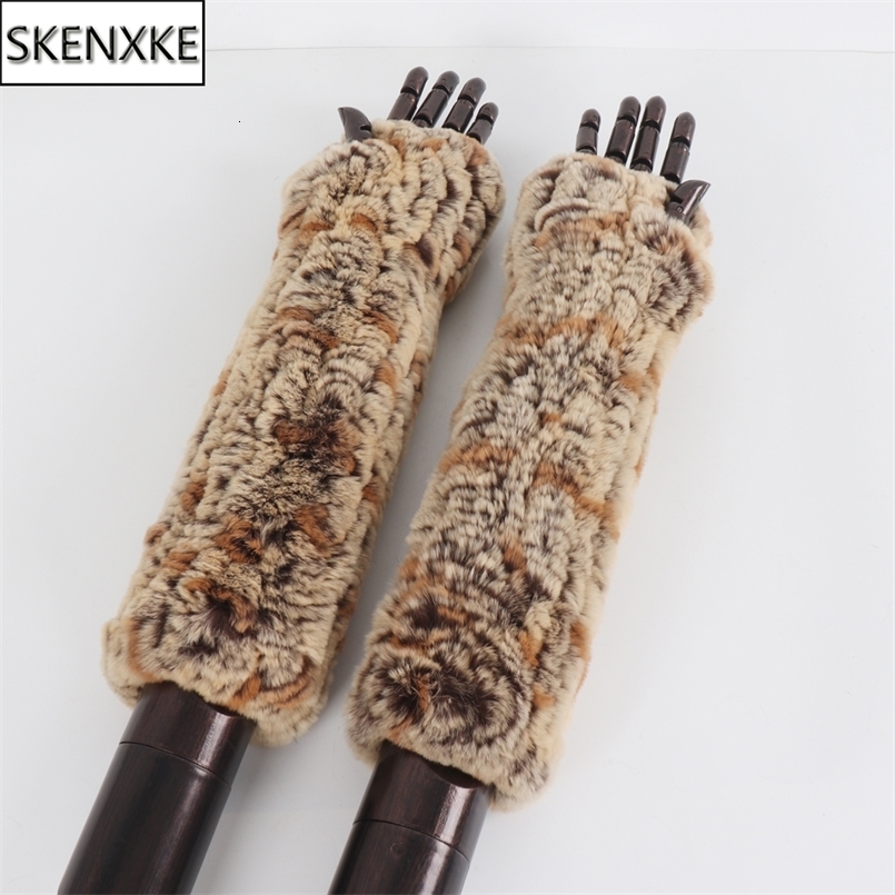 Fashion 100% Rex Rabbit Fur Womens Gloves Keep Warm in Winter Elastic Knitted Outdoor 241223