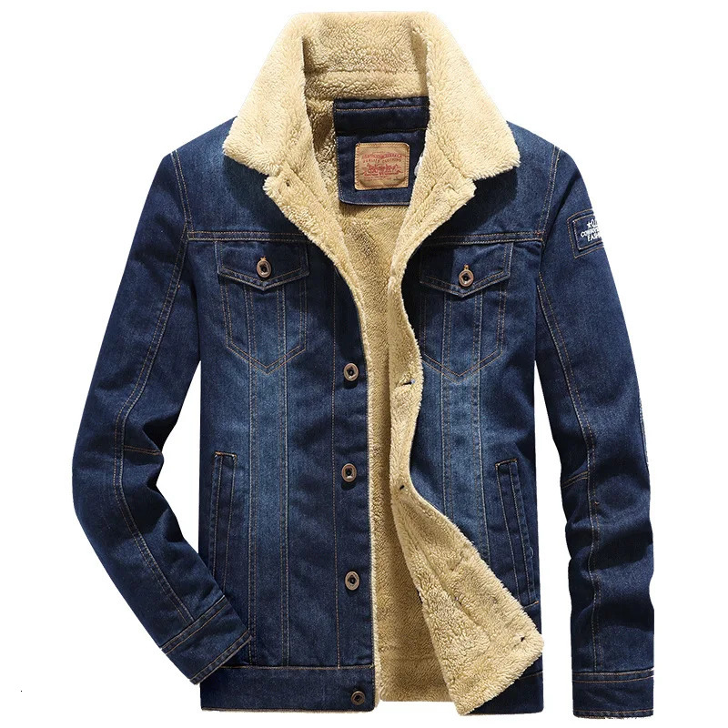 Young Mens Autumn and Winter Fleece Denim Jacket Casual Loose Large Size Thickened Cotton Coat 250107