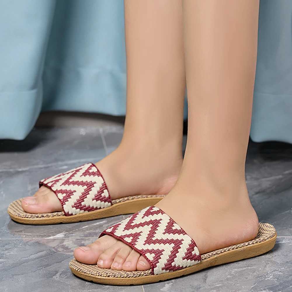 New Arrival Summer flat slider womens casual linen slider multi style anti slip EVA home flip floor indoor beach shoes womens sandals T250108