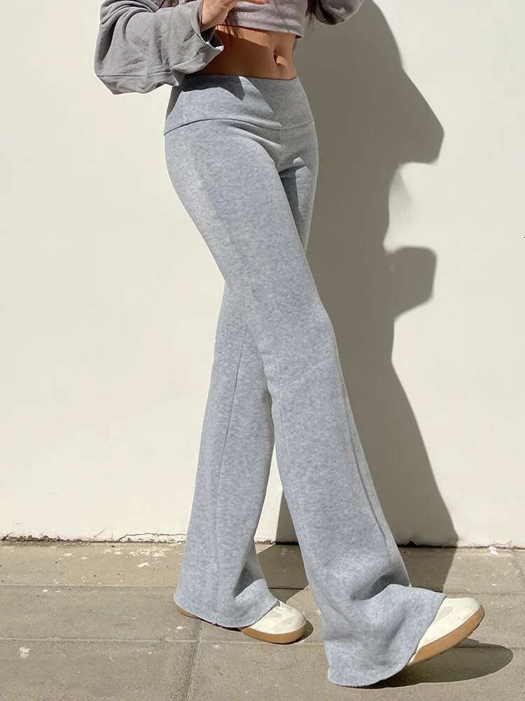 IAMSURE Casual Sexy Basic Solid Flare Y2k Slim Low-Waisted Boot Cut Pants Women 2023 Autumn Spring Fashion Streetwear Lady
