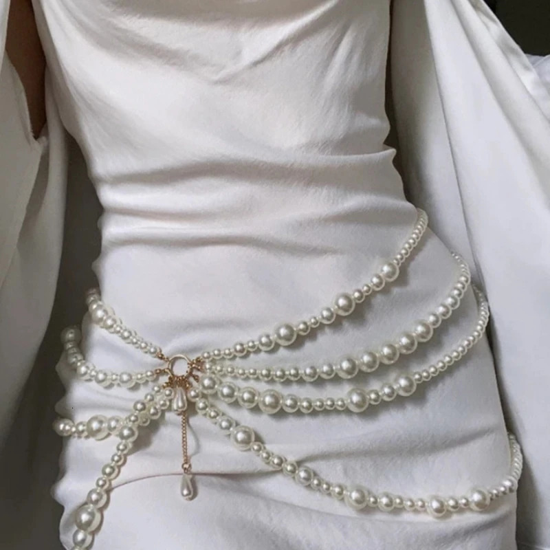 Y2K Jewelry Multilayer Pearl Waist Chain for Womens Fashion Retro Character Playing Body Accessories Sexy Party Accessorie Gift 250107