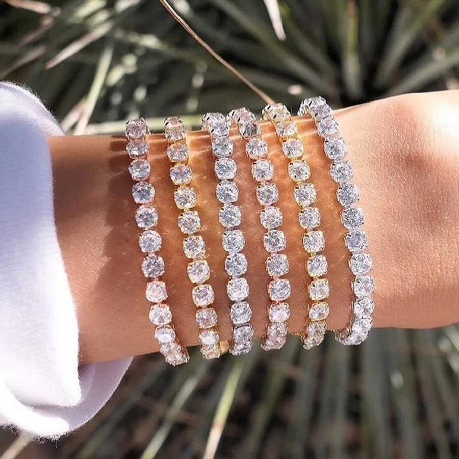 2023 New Fashion Luxury Punk Gold Silver Color Tennis Bracelets Bangle for Women Wedding on Hand Gift Jewelry Wholesale S5877XJ250109