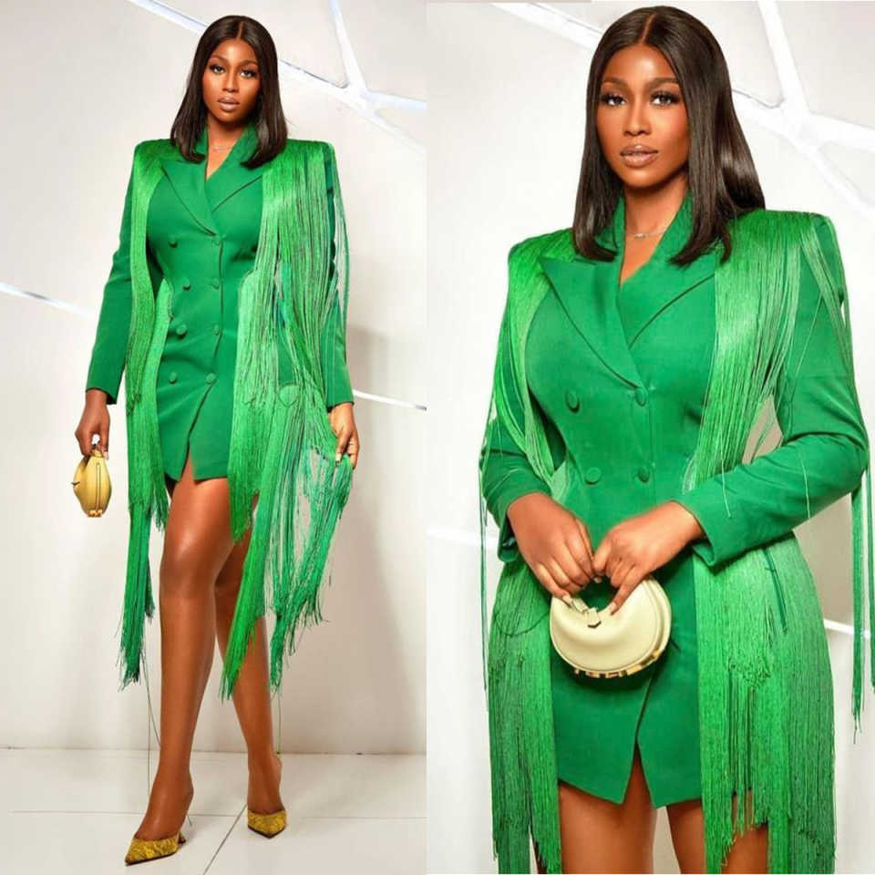 Generous V Neck Mother of the Bride Suits One Piece Set Jacket Double Breasted Tassel Women Business Blazer Peaked Lapel Formal Work Wear Customized