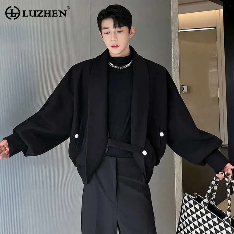 Original Buttoned Decorate Asymmetric Design Jacket Autumn New Men's Personality Trendy High Street Clothes