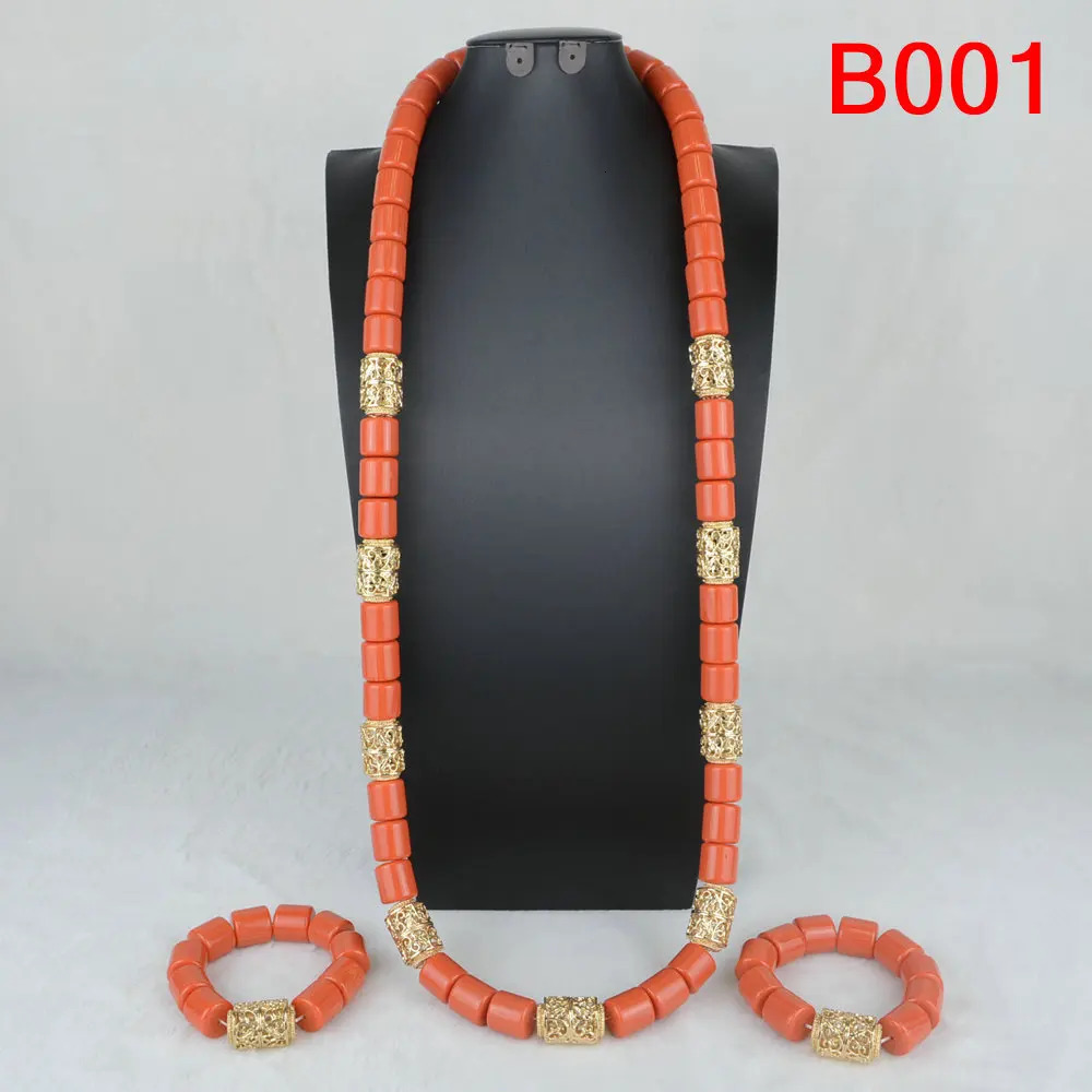 Wedding Bridal Artificial Coral Jewelry Set African Nigerian Beads Necklace 250103