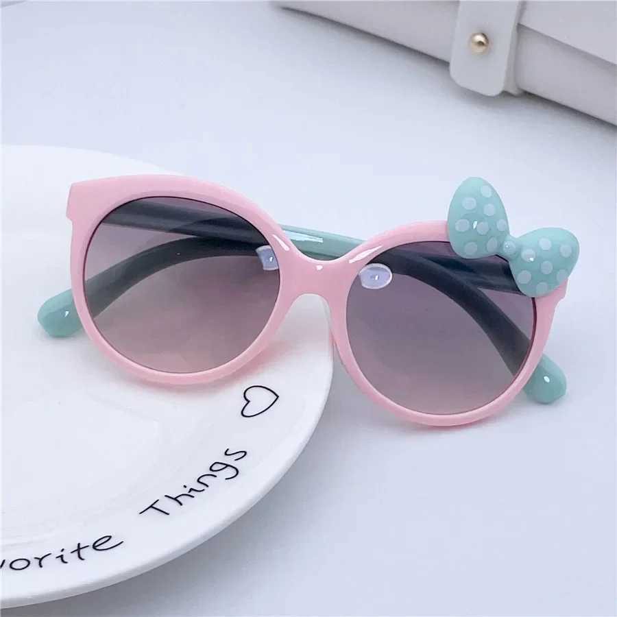 Kids Sunglasses Girls Boys Shiny Bowknot Sun Glasses Lovely Cat Children Eyewear Fashion Gradient Eyeglasses UV400 W250109