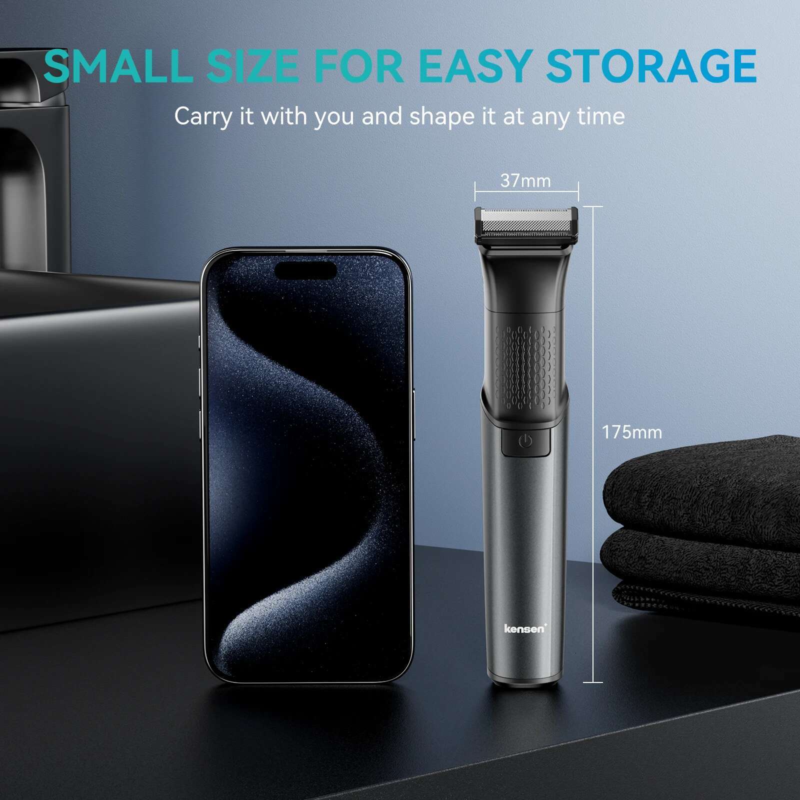 KENSEN S15 Electric Tirmmer Men Dual-sided Blade IPX6 Waterproof Body Hair Razor Beard Trimmer 2 in 1 T Trimmers for Barber