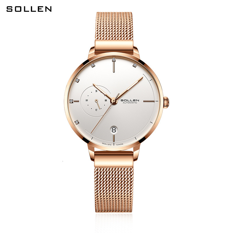 Fashionable SOLLEN Ladies' Watch with Mechanical Movement and Water Resistance