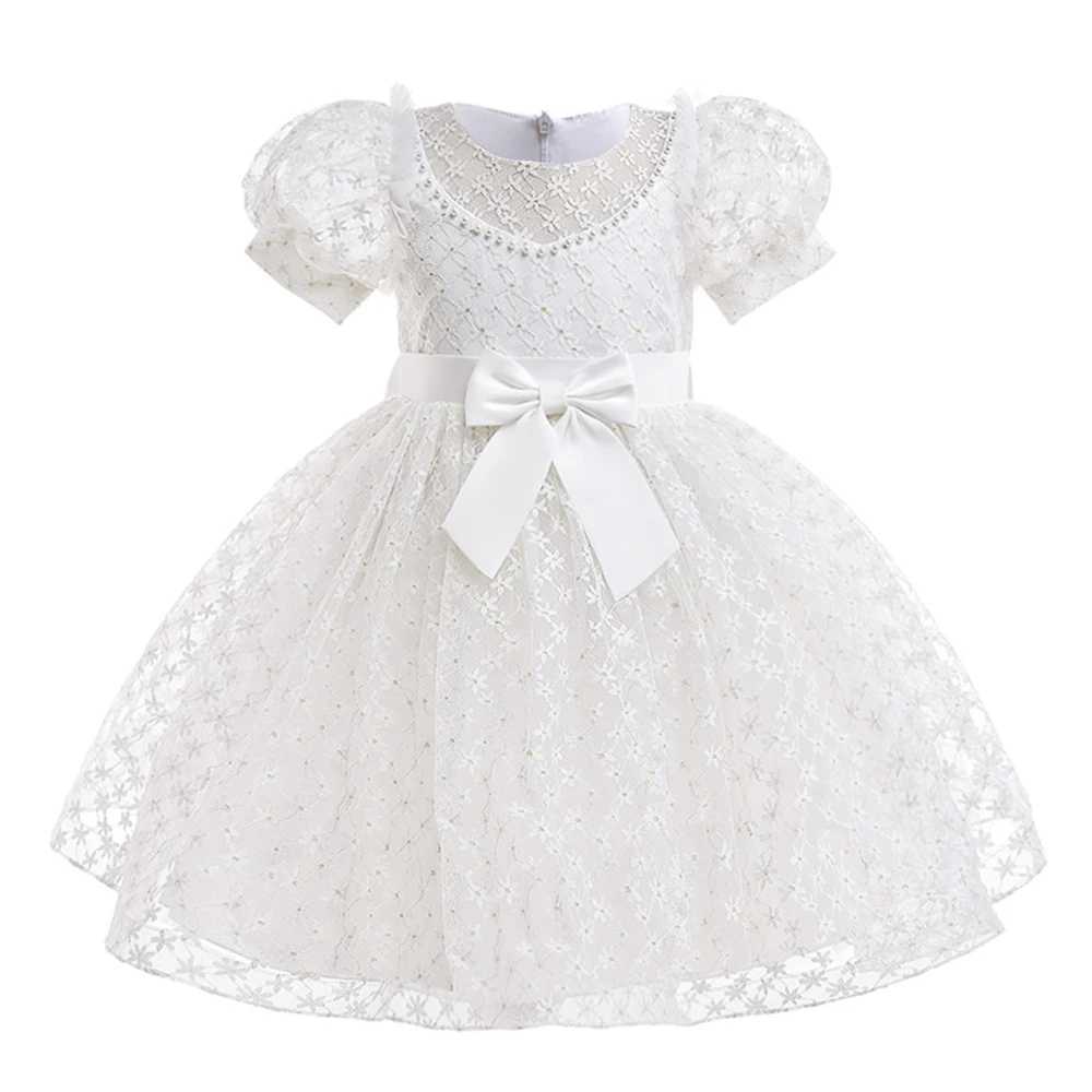 Kids Princess Dress For Girls Bow Birthday Par Dresses Short Sleeve Children Costume Flower Girl Wedding Bridesmaid VestidosXJ250108