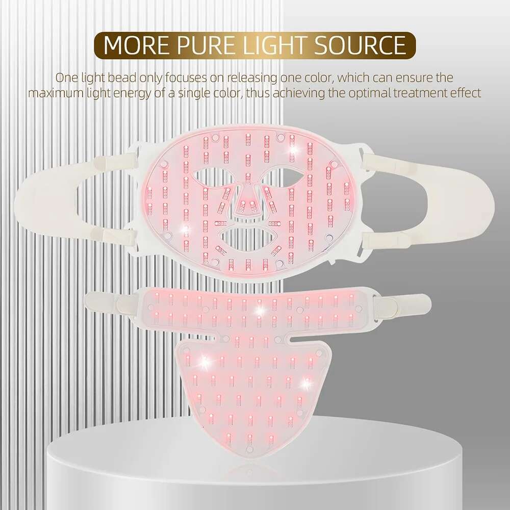 4 Colors Red Led Light Therapy Infrared Facial Beauty Photon Flexible Soft Silicone Face Neck LED Mask Skin Care