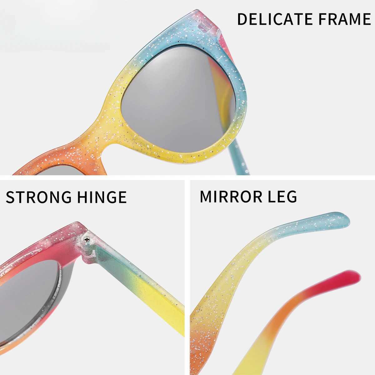 2024 New Rainbow Round Frame Sunglasses for Children Shining Summer Outdoor Sunglasses Fashion Glasses W250109