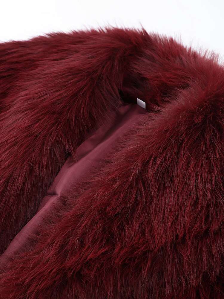 Women's Vintage Bury Faux Fur Coat Fashion Lapel Long Sleeve Fluffy Plush Jacket Lady Winter High Street Outerwears