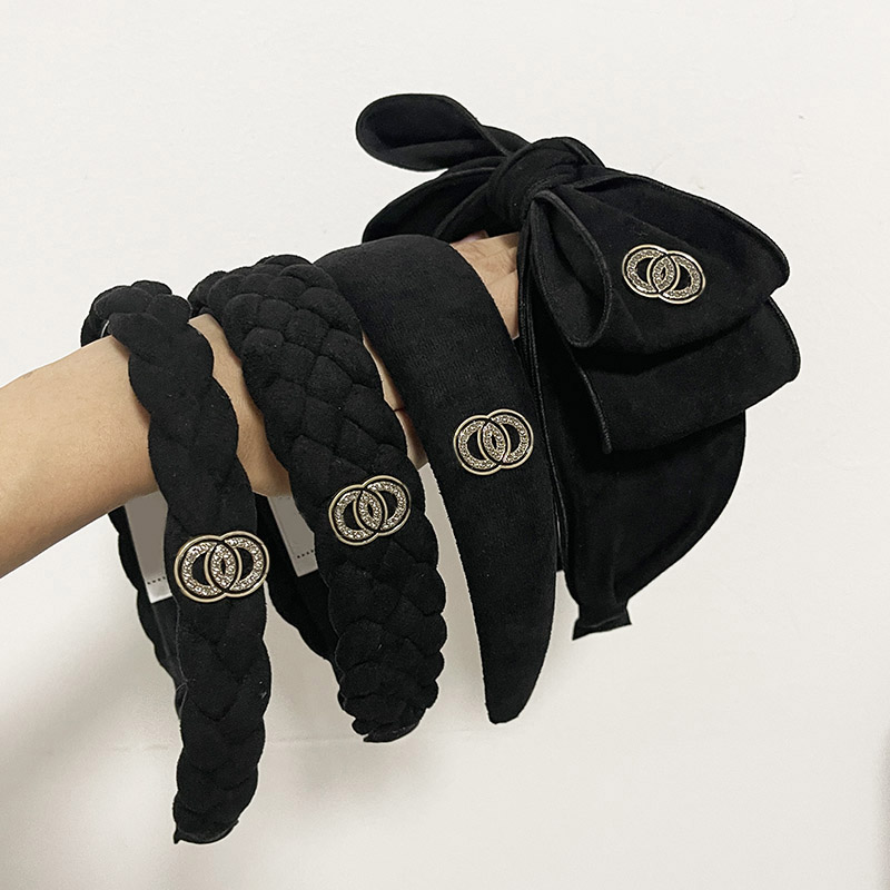 Black Bowknot Headbands Women Crystal Letter French Hairband Fashion Womens Autumn Sport Hair Hoop Vintage Head accessories Gifts