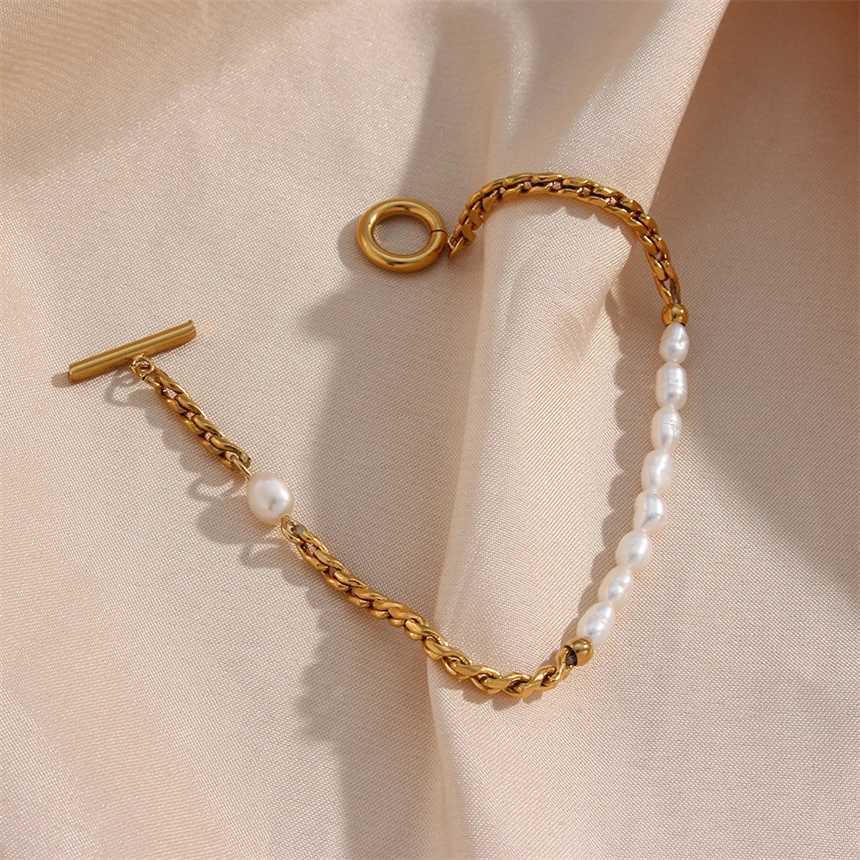 316L Stainl Steel Simplicity Vintage Irregular Shed Pearl OT Buckle Chain Bracelet For Women Fashion Fine Jewelry Gift B628XJ250109
