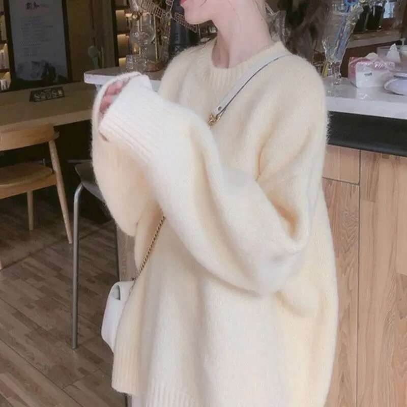 Autumn Winter Popular Hot New Gentle Lazy Style Pullovers Women's Clothing Simplicity All-Match Interior Outfit Sweaters