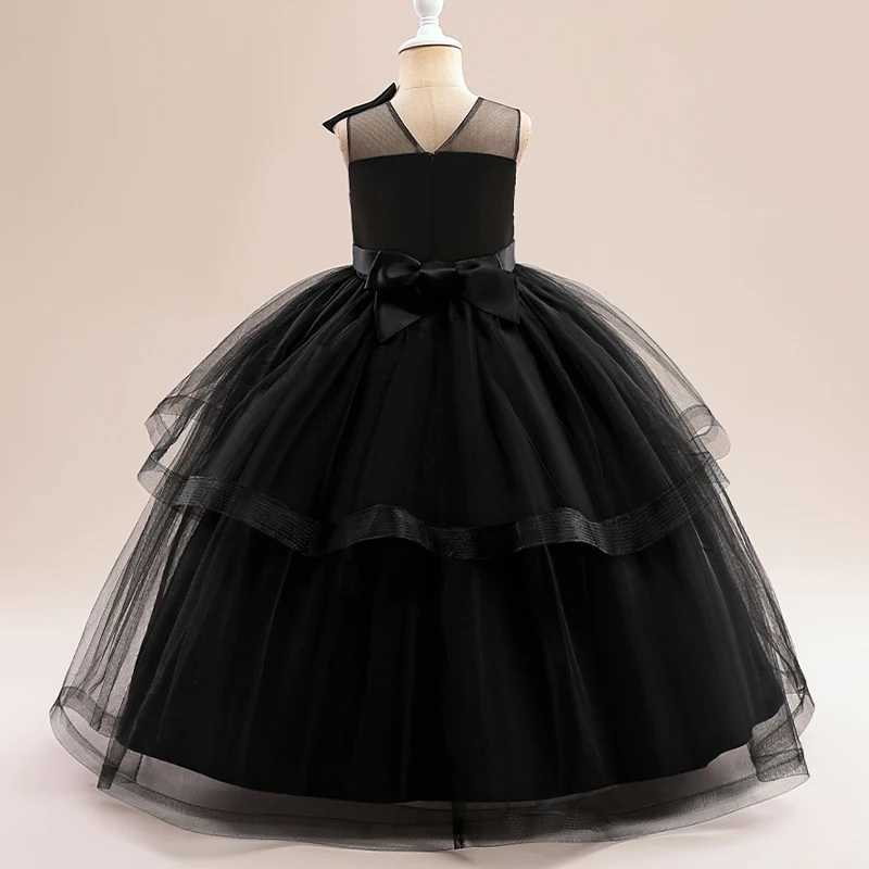 Pageant Long Black Par Dress For Girls Children Costume Evening Princess Dresses Girl Dress Vestidos Wedding Prom Gown 4-14YXJ250108