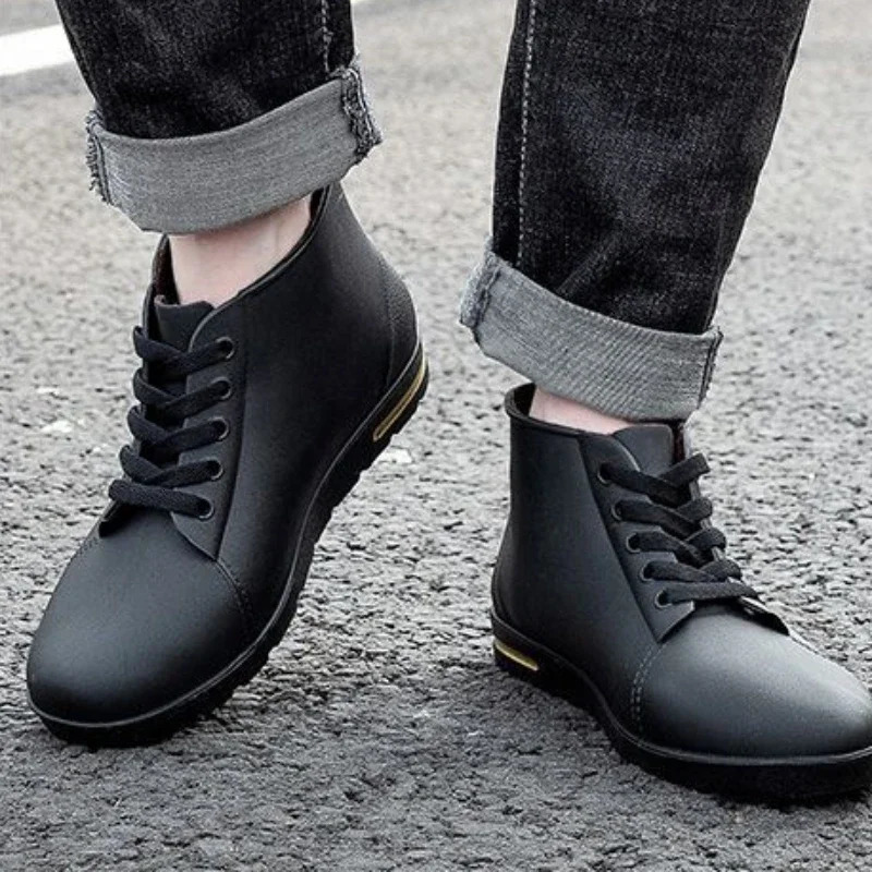 Cooking Fashion Rain Boots for Men Ankle Man Shoes Chef Kitchen Low Short Plastic Galoshes City Garden Wellies Work 250106
